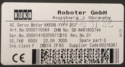 00-110-564 库卡KUKA机器人配件 &nbsp;外部轴伺服电机three-phase servo motor Typ-A01/KK69N